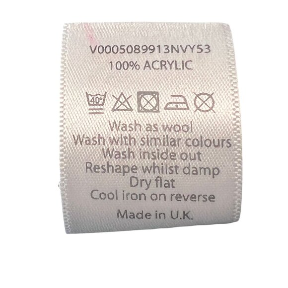 Bm Collection Navy Blue Acrylic Cardigan Pockets Button Front Knit Mature Size M - Picture 5 of 11